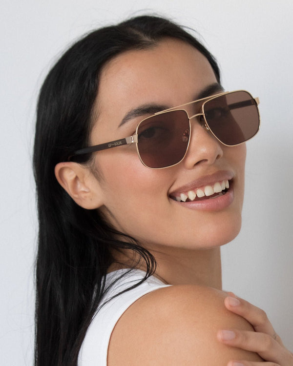 Amelia / Gold Metal & Brown Coffee Lens - Shade Files